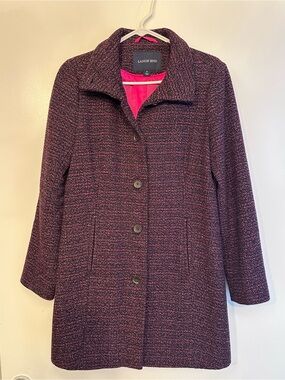 Lands' End Women’s Purple Tweed Button-Front Coat Size 8
